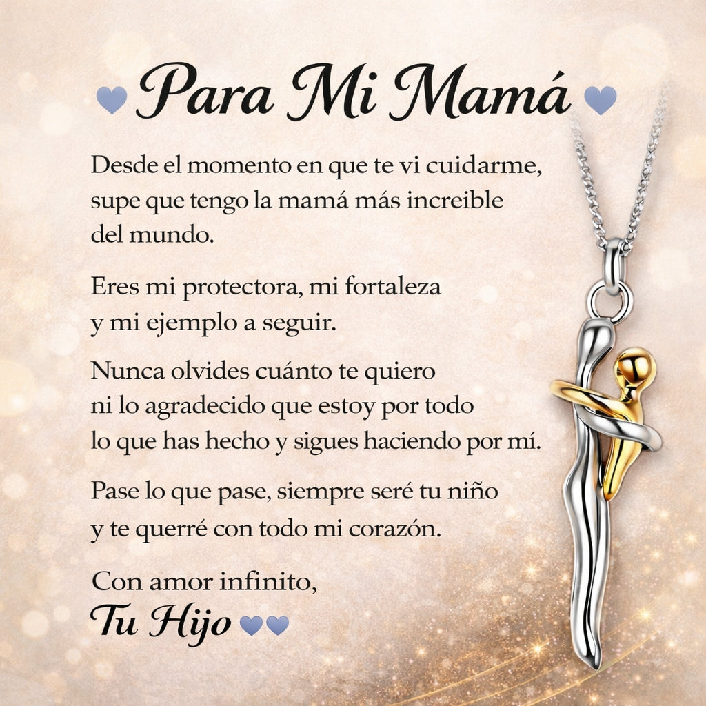 Collar abrazo de mamá en baño de plata  ❤️ GRATIS Dedicatoria + Cofre de Lujo | El regalo que ella merece 🥰
