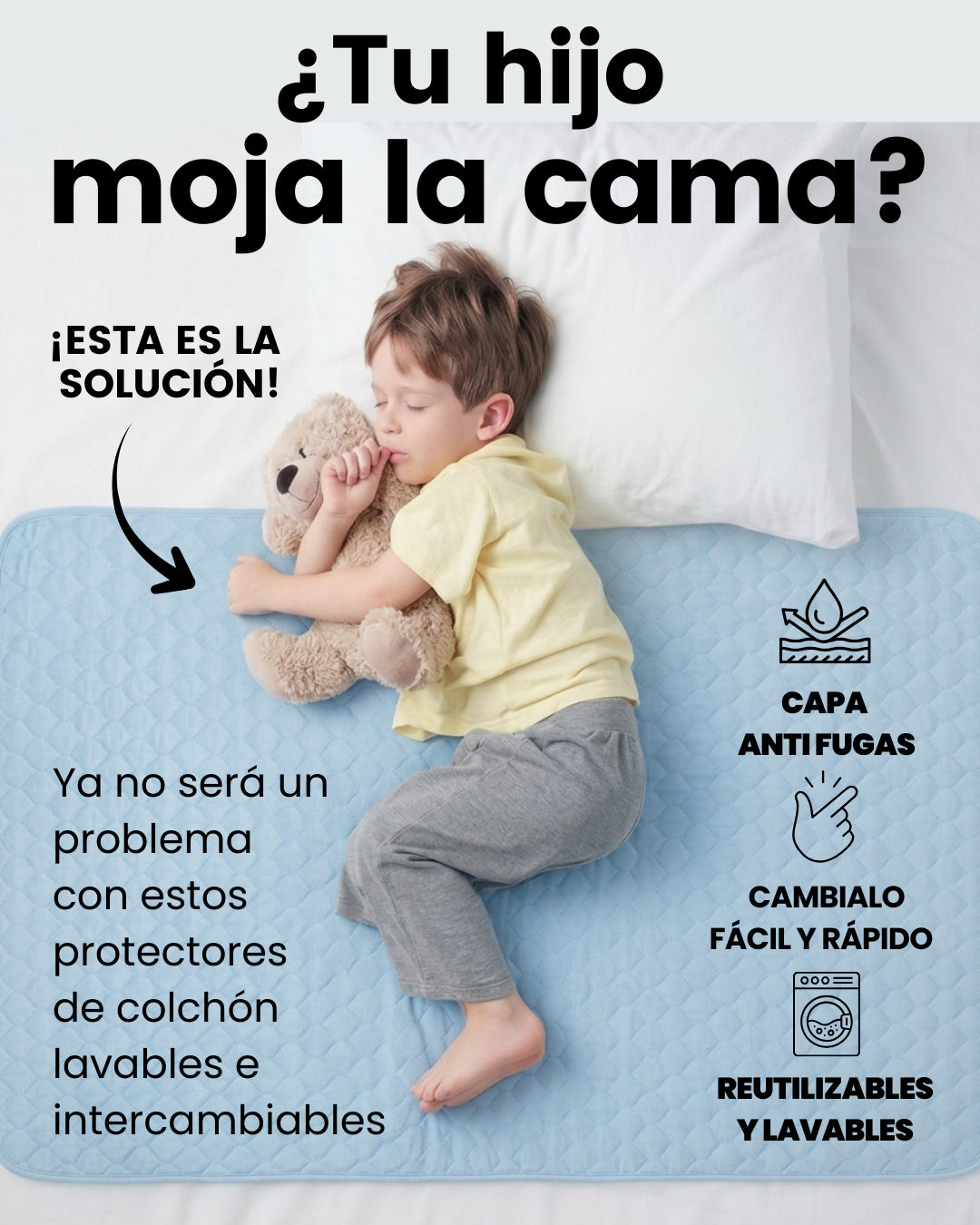 Protector Colchon anti-orina x 2 Unidades | No Más Camas Mojadas  | Fácil de cambiar