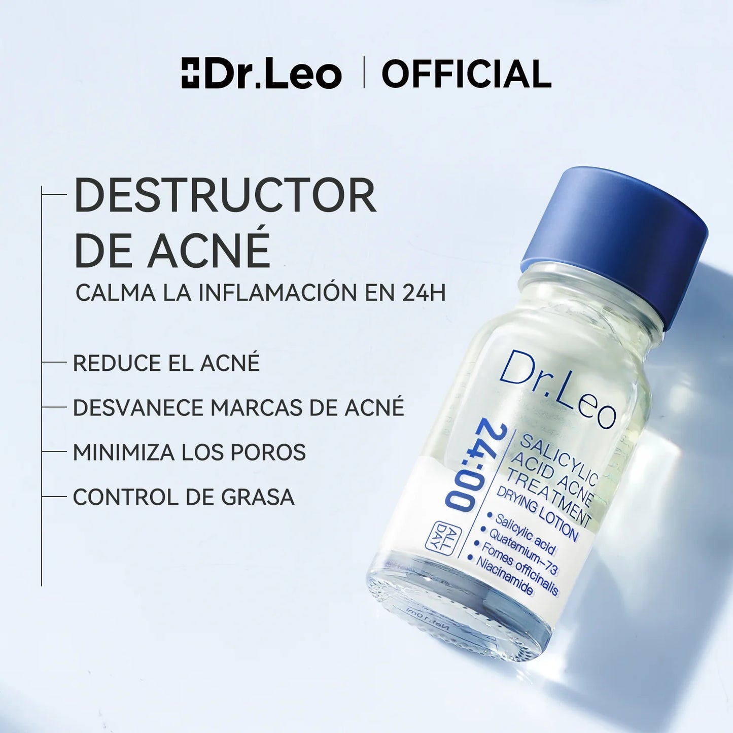 Loción Secante Dr. Leo | Desinflama los granos en 24 horas y reduce marcas de acné en 7 días