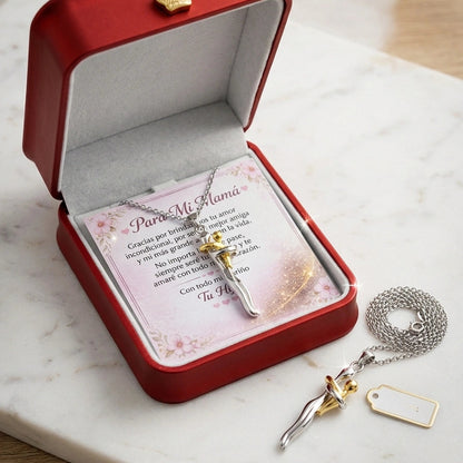 Collar abrazo de mamá en baño de plata  ❤️ GRATIS Dedicatoria + Cofre de Lujo | El regalo que ella merece 🥰