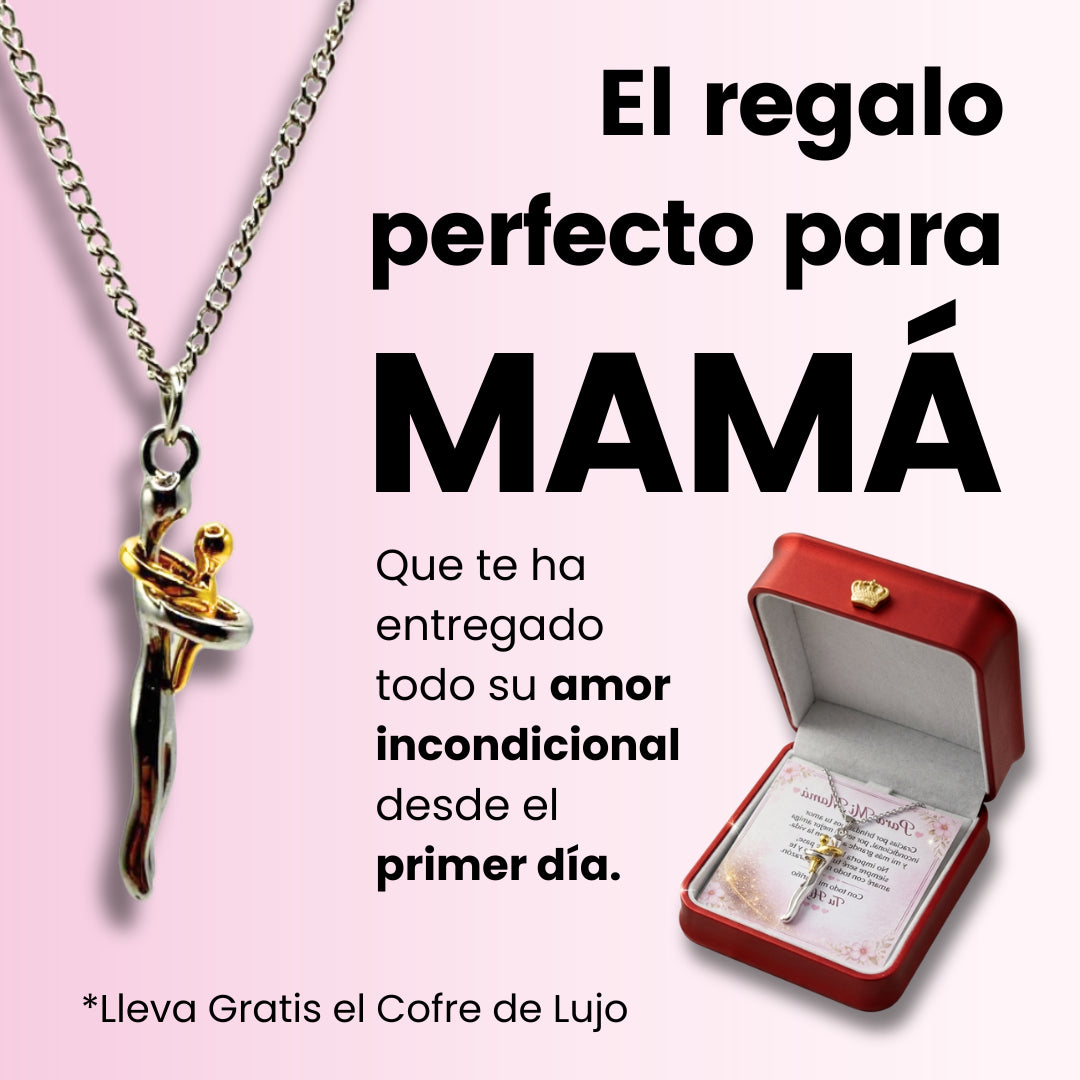 Collar abrazo de mamá en baño de plata  ❤️ GRATIS Dedicatoria + Cofre de Lujo | El regalo que ella merece 🥰