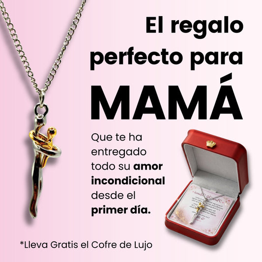 Collar abrazo de mamá en baño de plata  ❤️ GRATIS Dedicatoria + Cofre de Lujo | El regalo que ella merece 🥰