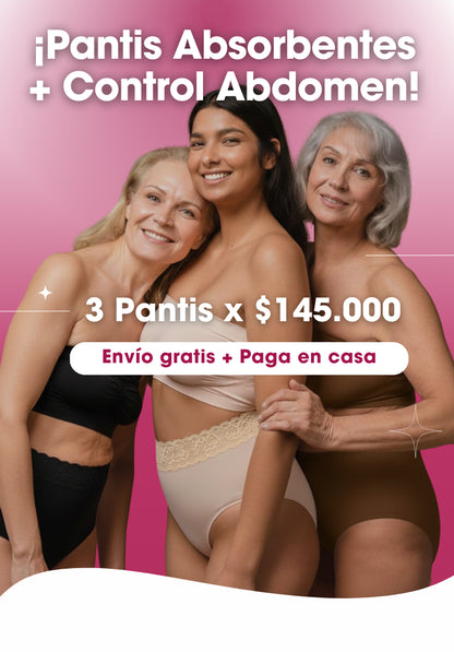 Pack x3 Pantis Absorbentes para Incontinencia Tiro Alto