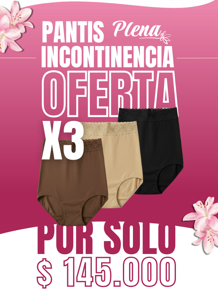 Pack x3 Pantis Absorbentes para Incontinencia Tiro Alto